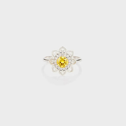 Flower Shape Zircon Platinum-Plated 925 Sterling Silver Ring