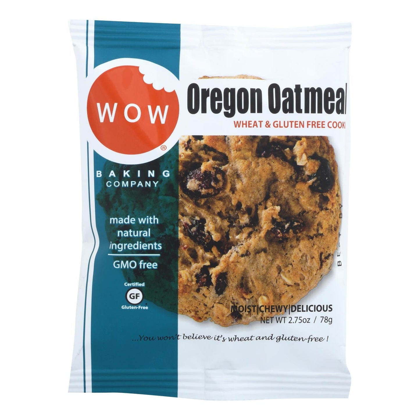 Wow Baking Oatmeal Cookies - Case of 12 - 2.75 oz. each