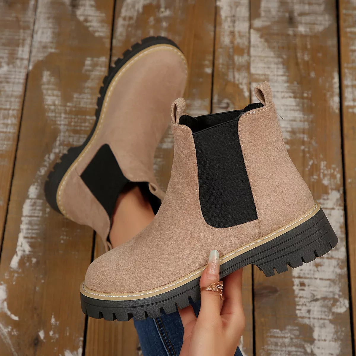 Round Toe Block Heels Boots