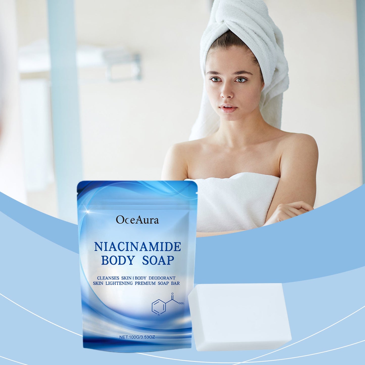 OceAura Niacinamide Soap Gently Cleans And Moisturizes Skin, Brightening, Silky, And Refreshing Body Soap