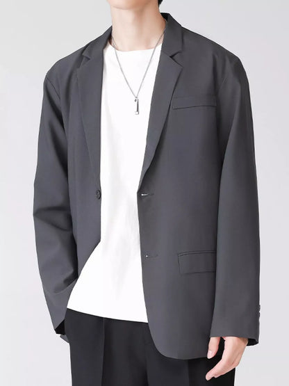 Men's Full Size Lapel Collar Button Up Blazer Plus Size