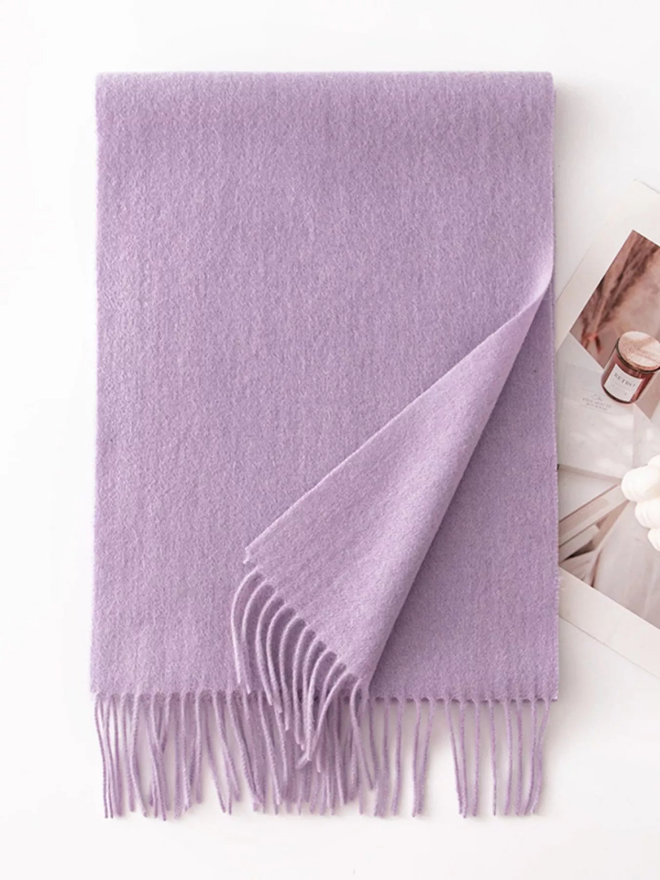 Solid Color Fringe Scarf