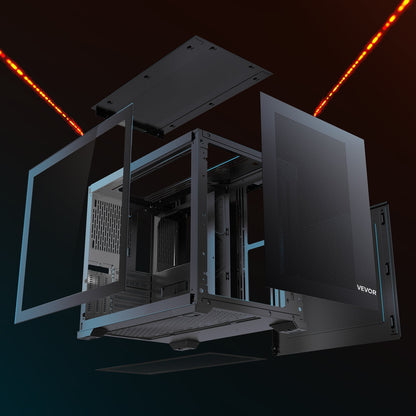 Mid-Tower PC Case Dual Chamber Gaming Computer Case For ATX Motherboard No Fan