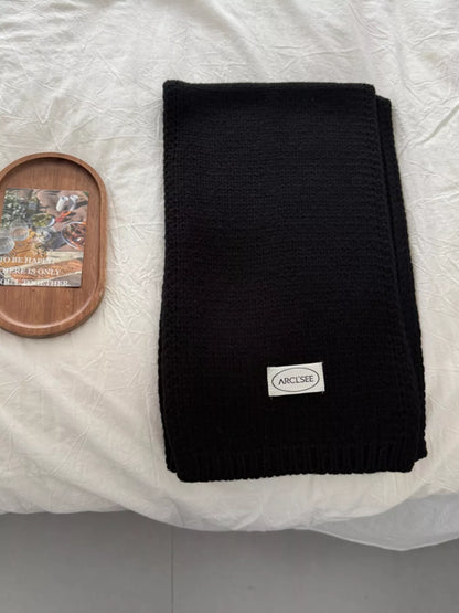 Solid Color Knitted Winter Scarf