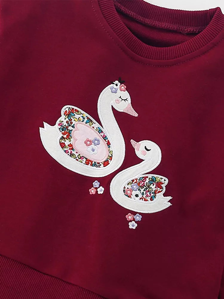 Children's Swan Embroidered Tulle Hem Sweatshirt