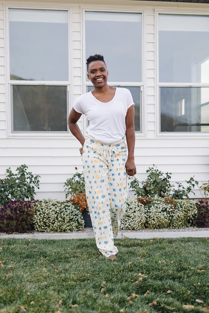 Organic Cotton Adult Lounge Pants - Moon Phases