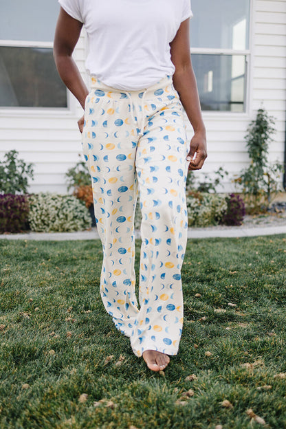 Organic Cotton Adult Lounge Pants - Moon Phases