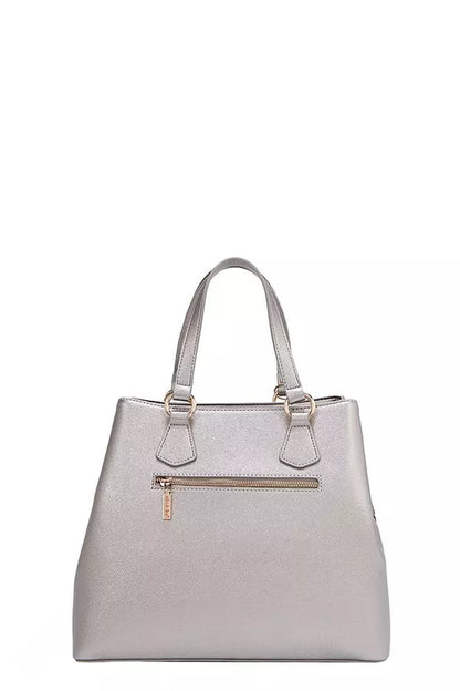 Nicole Lee USA Monogram Pattern Handbag with Rhinestones Decor