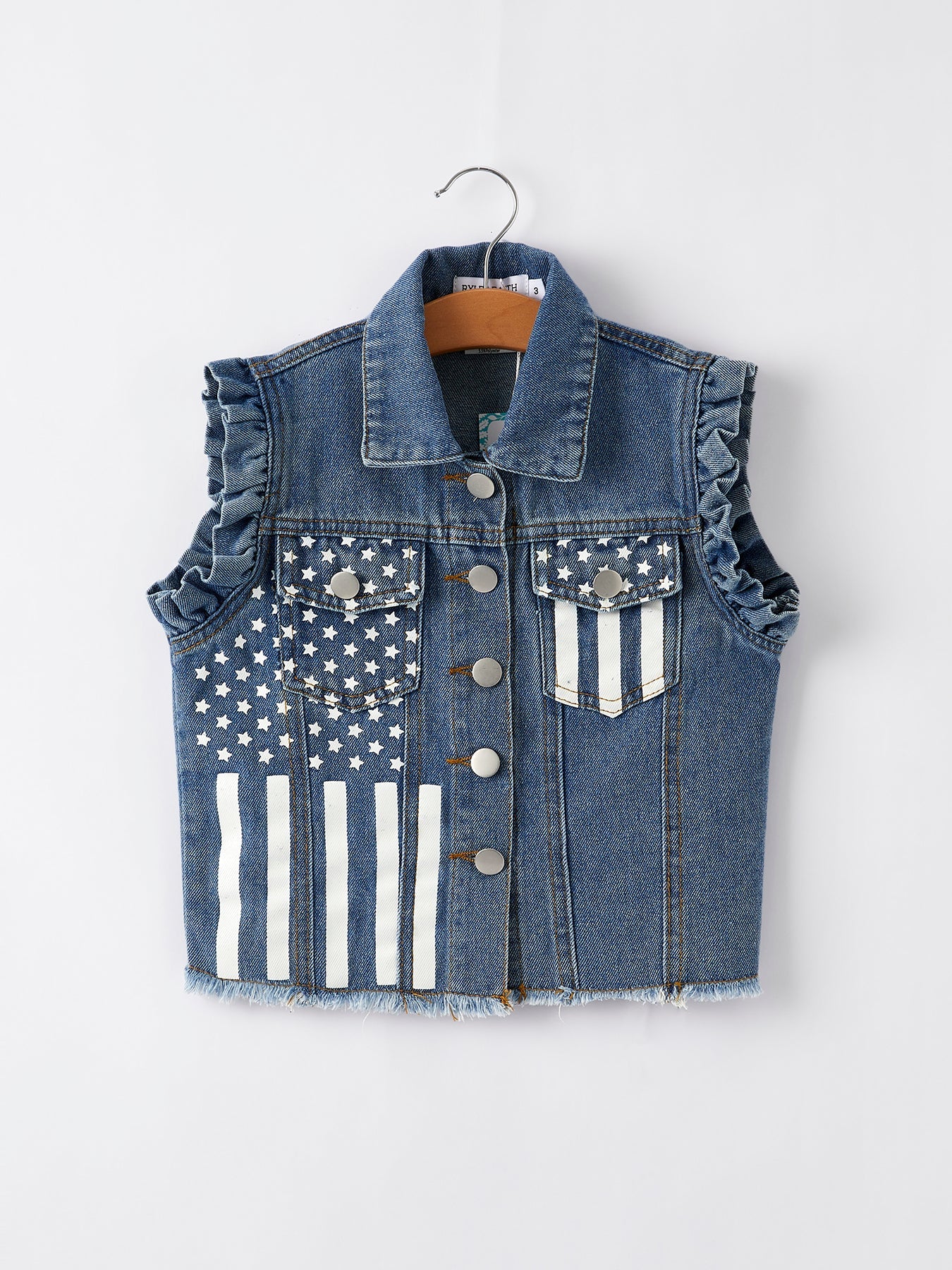 4th of july Stars Stripes Vest Girls Denim Vest