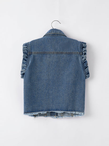 4th of july Stars Stripes Vest Girls Denim Vest