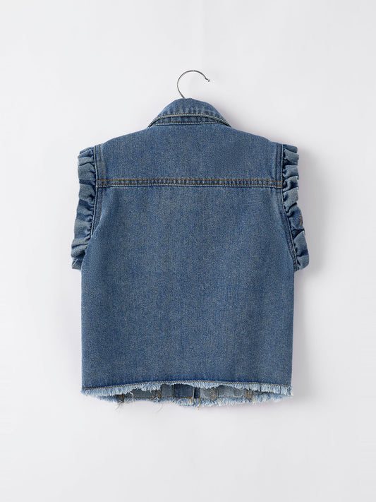 4th of july Stars Stripes Vest Girls Denim Vest