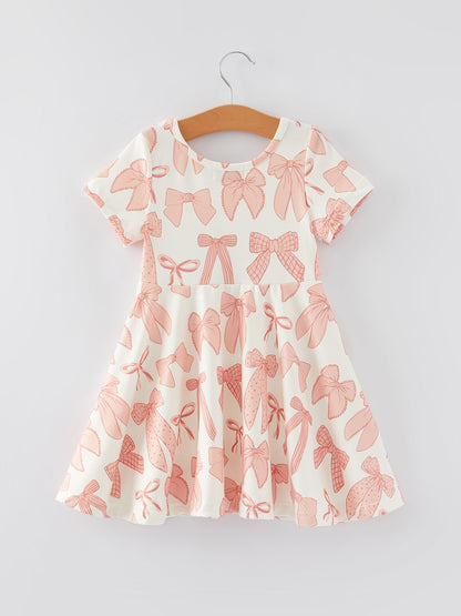 Girls Dress Bow Print