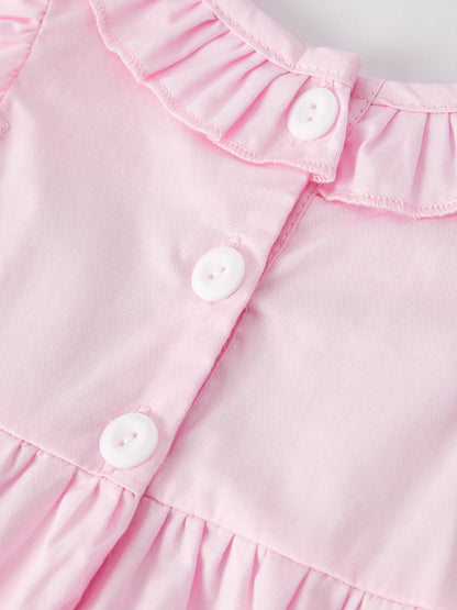 Pink Smocked Church Christ Bishop Christening Romper