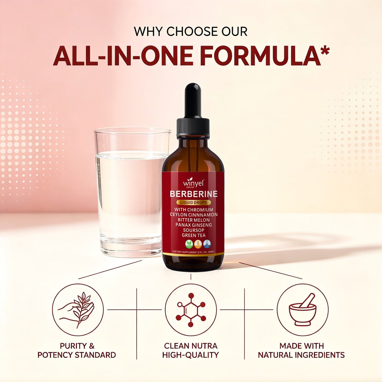 Organic Ceylon Cinnamon Berberine Liquid Drops Supplement With Bitter Melon Extract, Glucomannan, Gymnema, Chromium, Turmeric, Organic Panax Ginseng