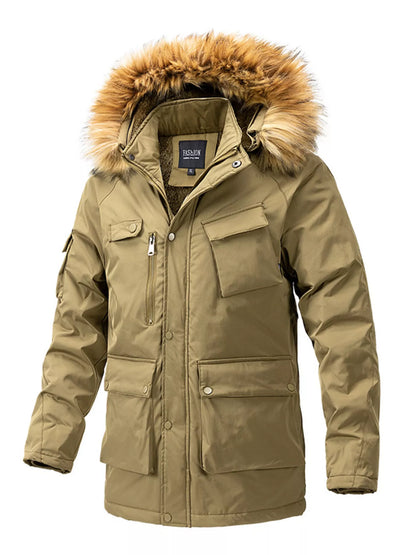 Men's Plus Size Fur Hooded Winter Parka Coat