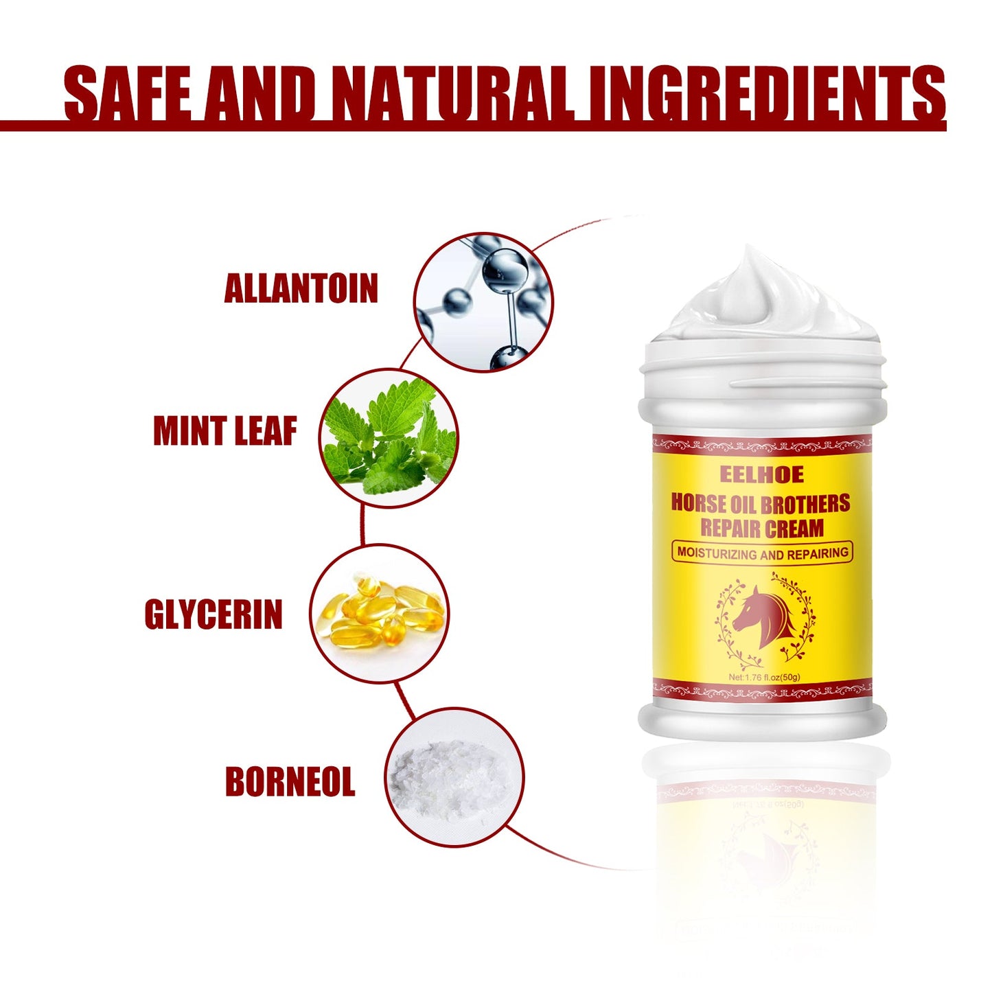 EELHOE Horse Oil Hand And Foot Repair Cream, Chapped Skin Care Moisturizing And Anti-Peeling Repair Cream