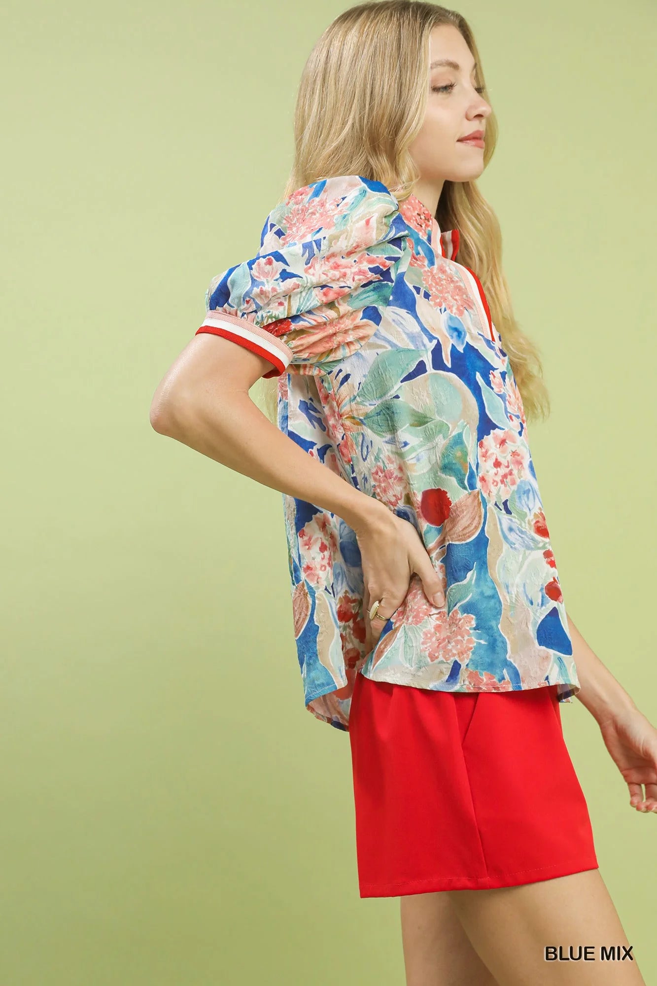Umgee Jacquard Bloomscape Print Top
