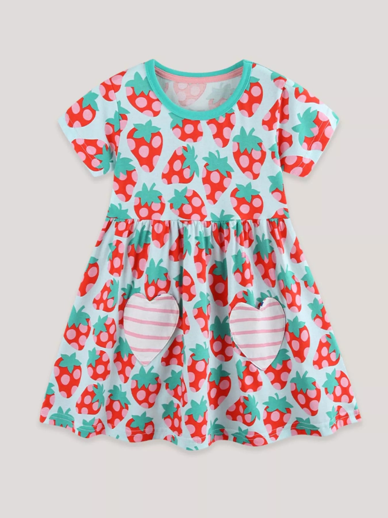 Children's Strawberry Print Casual Dress