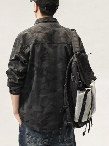 Men's Plus Size Casual Camouflage Cargo Shirt