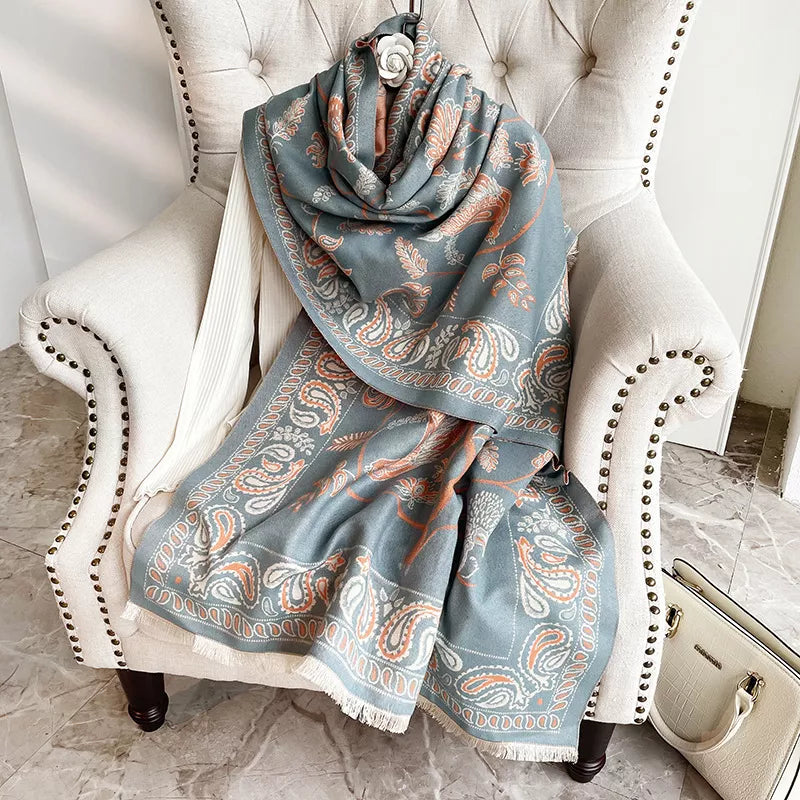 Printed Raw Hem Scarf
