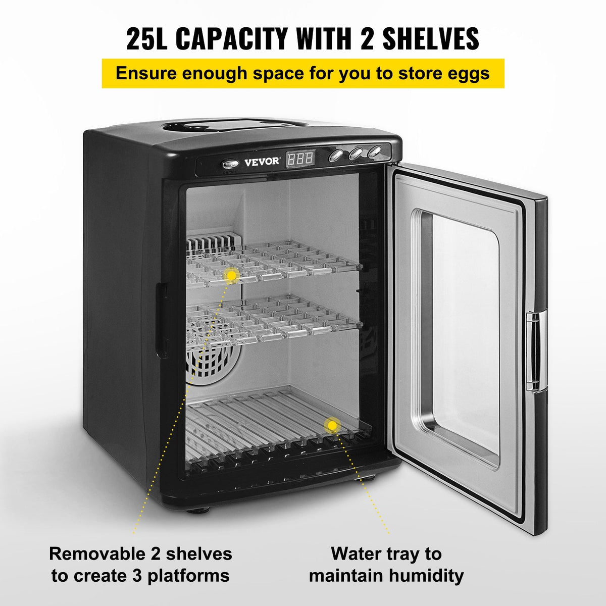 Black Reptile Incubator 25L Scientific Lab Incubator Digital Incubator Cooling And Heating 5-42°C Reptile Egg Incubator 12V/110V Work For Small Reptiles