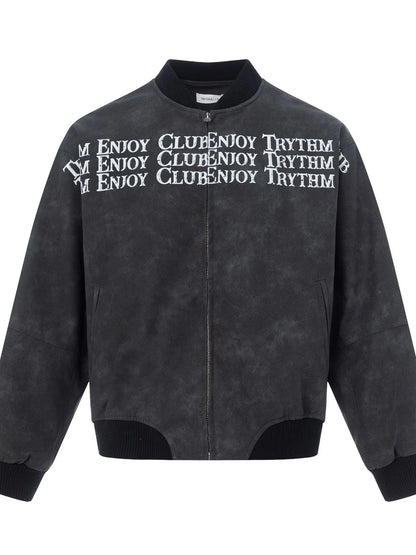 Men's Zip Up Letter Graphic Bomber Jacket