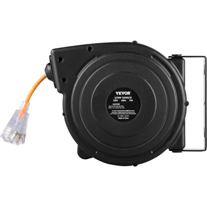 VEVOR 50ft Retractable Extension Cord Reel 14AWG 3CSJTOW Power Cord Reel