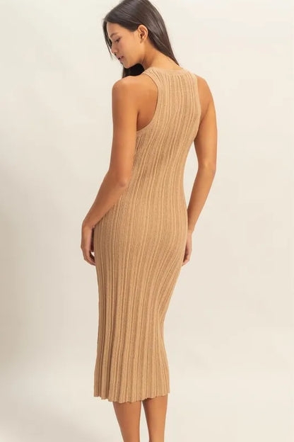HYFVE Round Neck Bodycon Ribbed Knit Dress