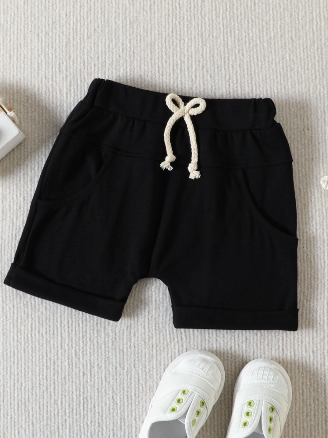 Children's Striped Color Block Casual Top and Shorts Set