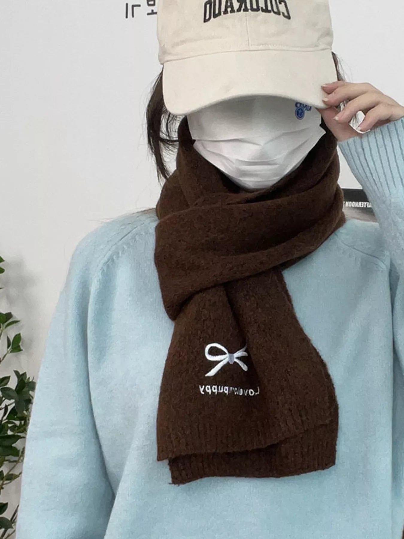Embroidered Bowknot Scarf