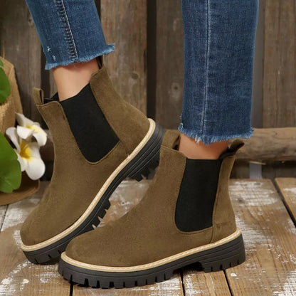 Round Toe Block Heels Boots