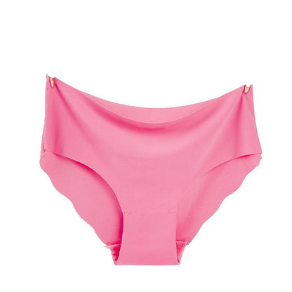 One Piece Ice Silk Seamless Wave Edge Sexy Candy Color Panties, Ultra-thin Corrugated Low-rise Waistband