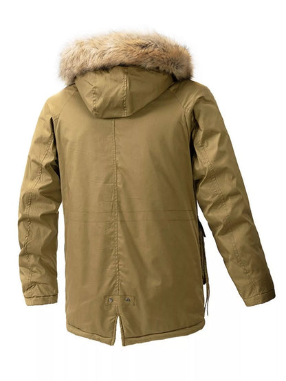 Men's Plus Size Fur Hooded Winter Parka Coat
