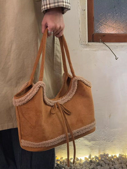 Plush Trim Shoulder Bag