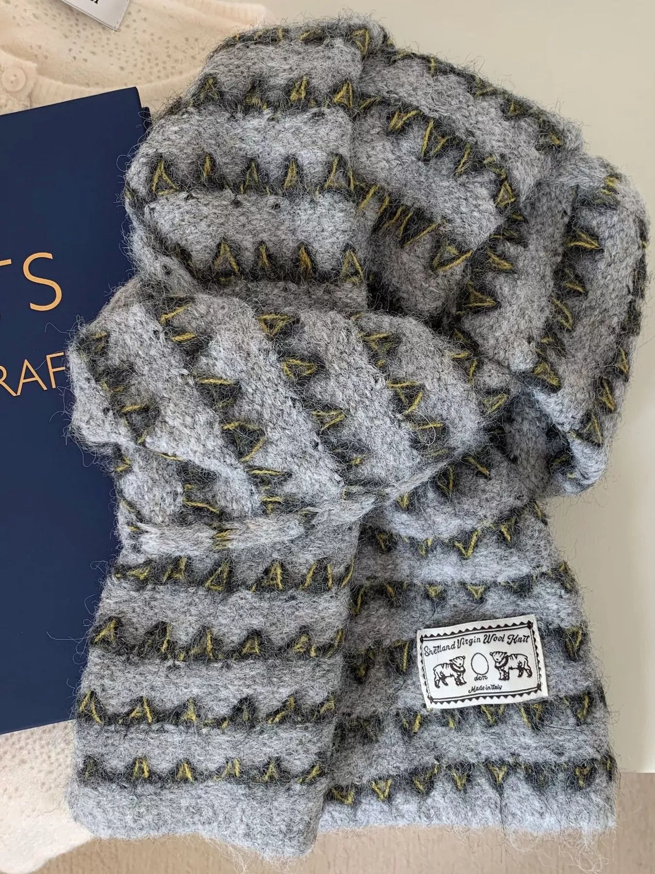 Vintage Knitted Pattern Scarf