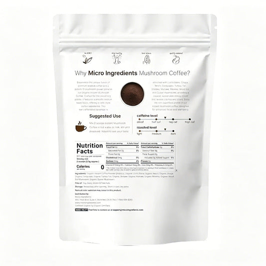 10in1 Mushroom Coffee Powder, Premium Arabica Instant Coffee Blend With Mane, Reishi, Chaga  8 Functional Mushrooms, Low Caffeine, Non GMO, FillerFree,1 LB