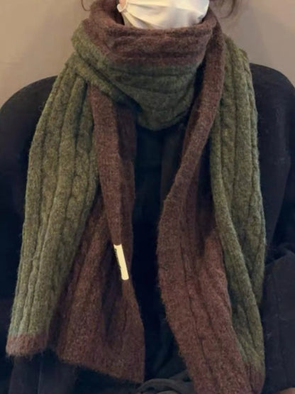Two Tone Cable knit Warm Scarf