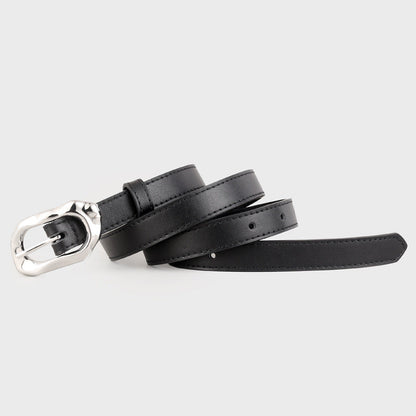 Leather Belt with Silver Buckle