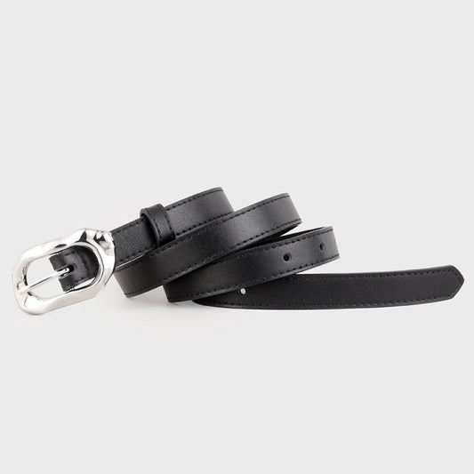 Leather Belt with Silver Buckle