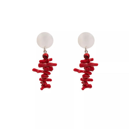 Resin Coral Chip Dangle Earrings