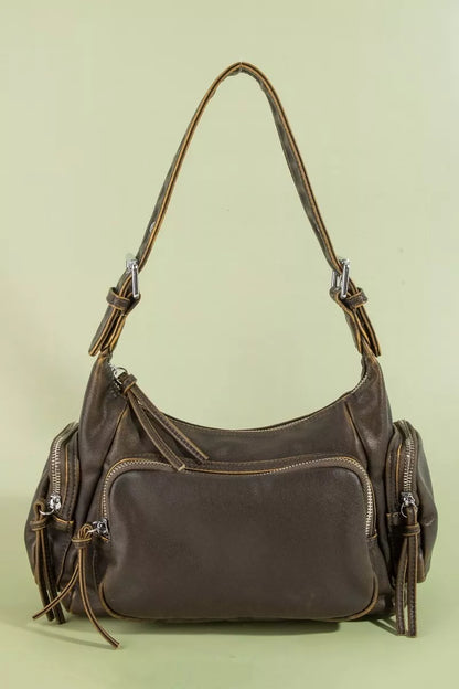 Fame Multi Pocket Leather Shoulder Bag