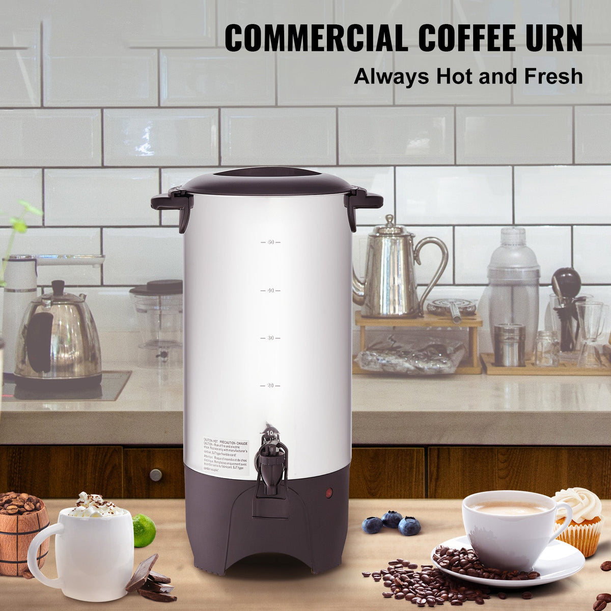 VEVOR Commercial Coffee Urn 50 Cup Stainless Steel Coffee Dispenser Fast Brew
