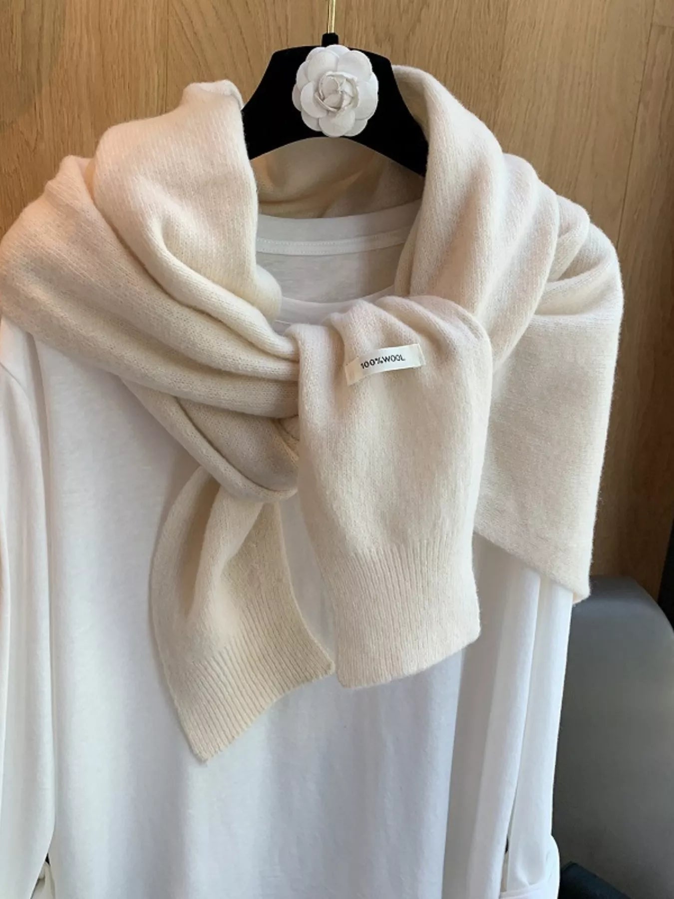 Wool Knitted Asymmetrical Shawl
