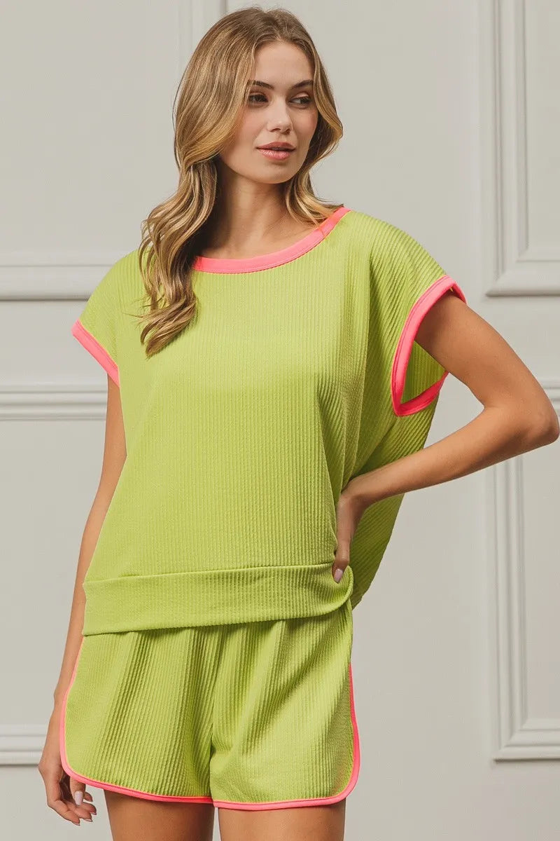 BiBi Cord Rib with Band Side Slit Shorts
