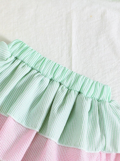 Children's Tie Strap Top & Layered Skirt Set