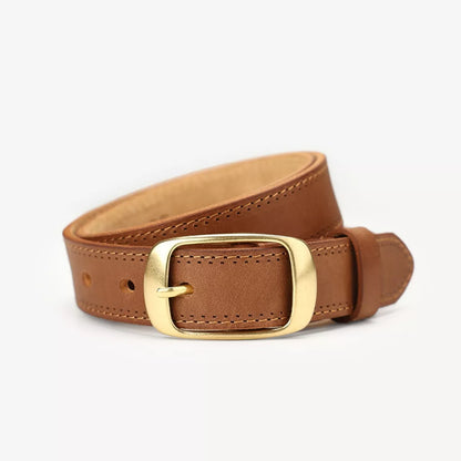 Cowhide Leather Belt with Golden Buckle