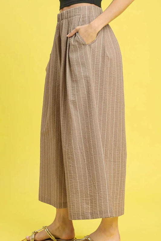 Umgee Pinstripe Crop Palazzo Pants