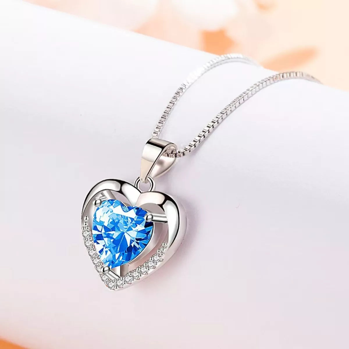 925 Sterling Silver Zircon Heart Necklace