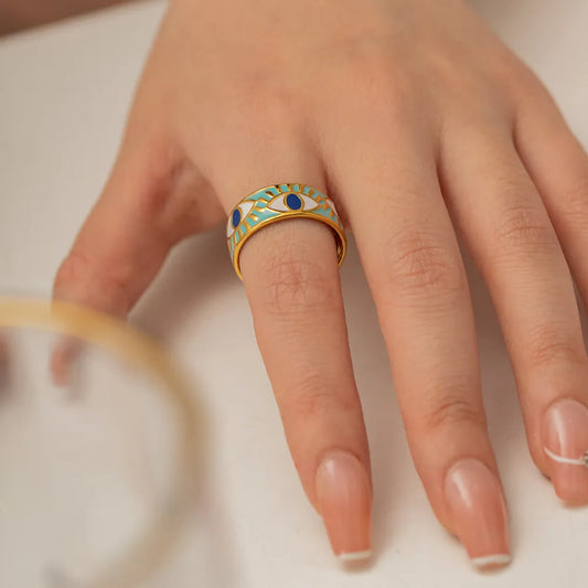 Stainless Steel Evil Eye Ring