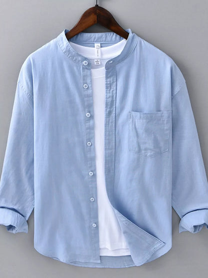 Men's Plus Size Casual Button Up Long Sleeve Shirt
